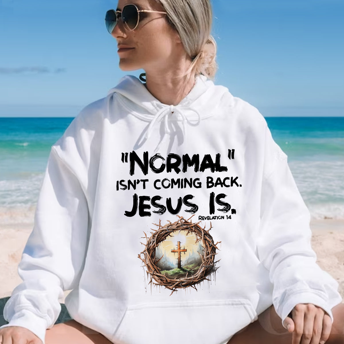 Teesdily | Jesus Cross And Crown Tshirt, Normal Isn't Coming Back Jesus Is Revelation Hoodie Sweatshirt Mug, Christian Religious Clothing Gifts