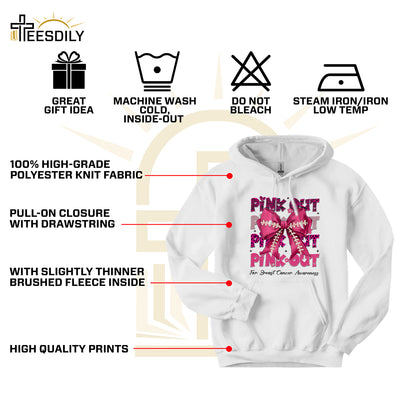 Teesdily | Breast Cancer Awareness Pink Shirt, Pink Out Tee Sweatshirt Hoodie Mug, Football Coquette T-shirt, Pink Ribbon, Game Day Shirt