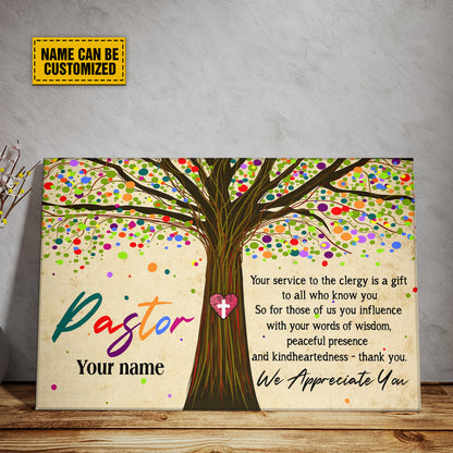 Teesdily | Pastor Customized Poster Canvas, Pastor Tree Life Print, Pastor Appreciation Wall Decor, Christian Home Decor Poster Canvas