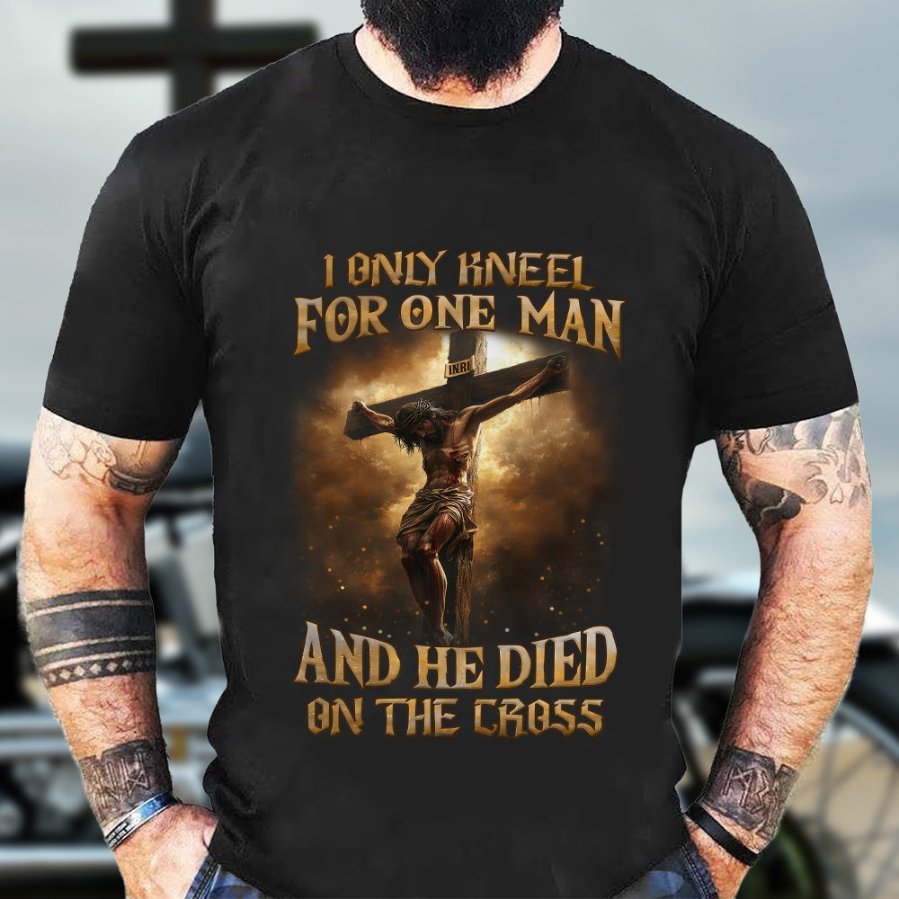 Teesdily | Jesus Crucifix Shirt, I Only Kneel For One Man And He Died On The Cross Sweatshirt Hoodie Mug, Christian Lover Gifts