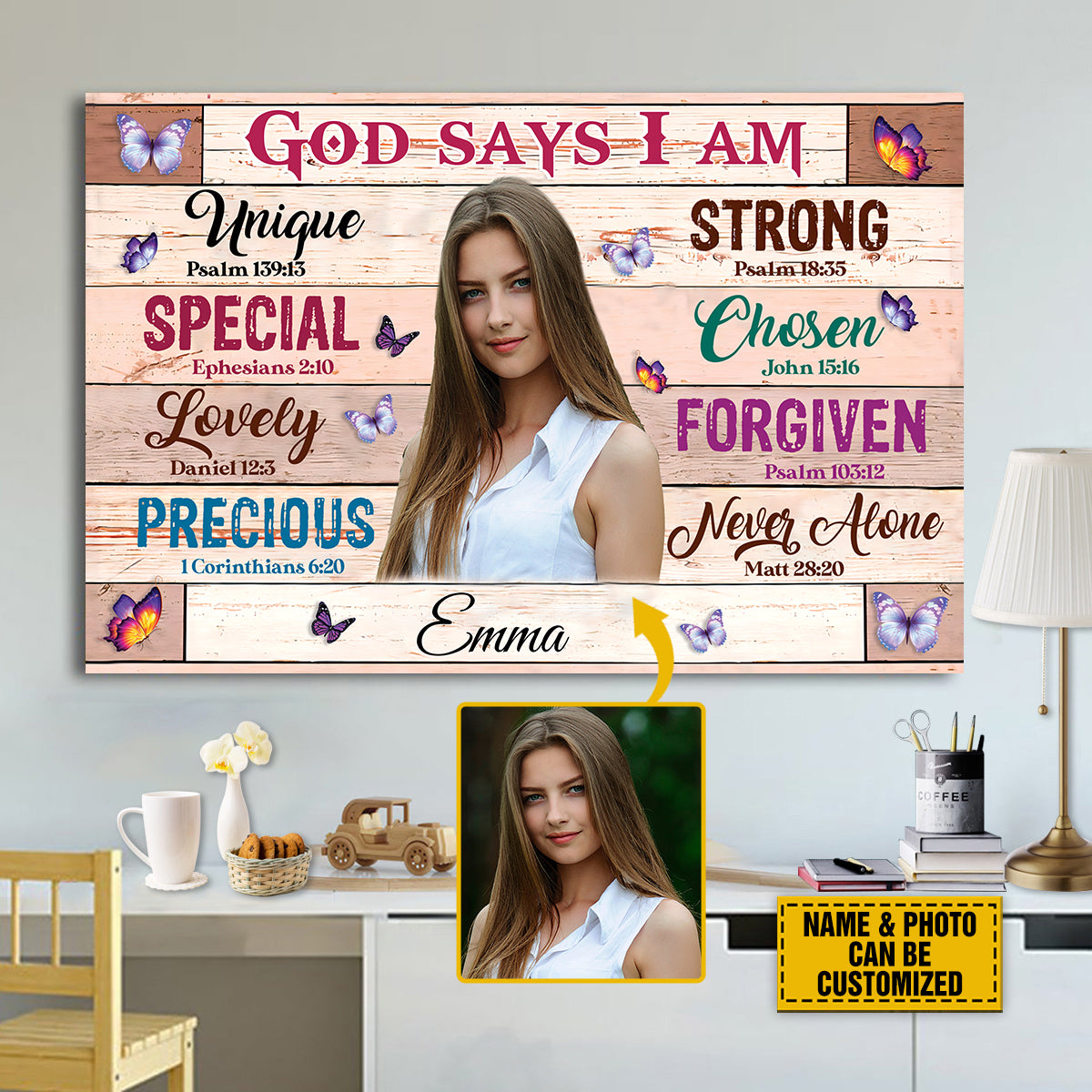 Teesdily | Customized Photo Poster Canvas God Says I Am Special Wall Art Canvas God Bible Verses Wall Decor God Inspiration Gift For Christian