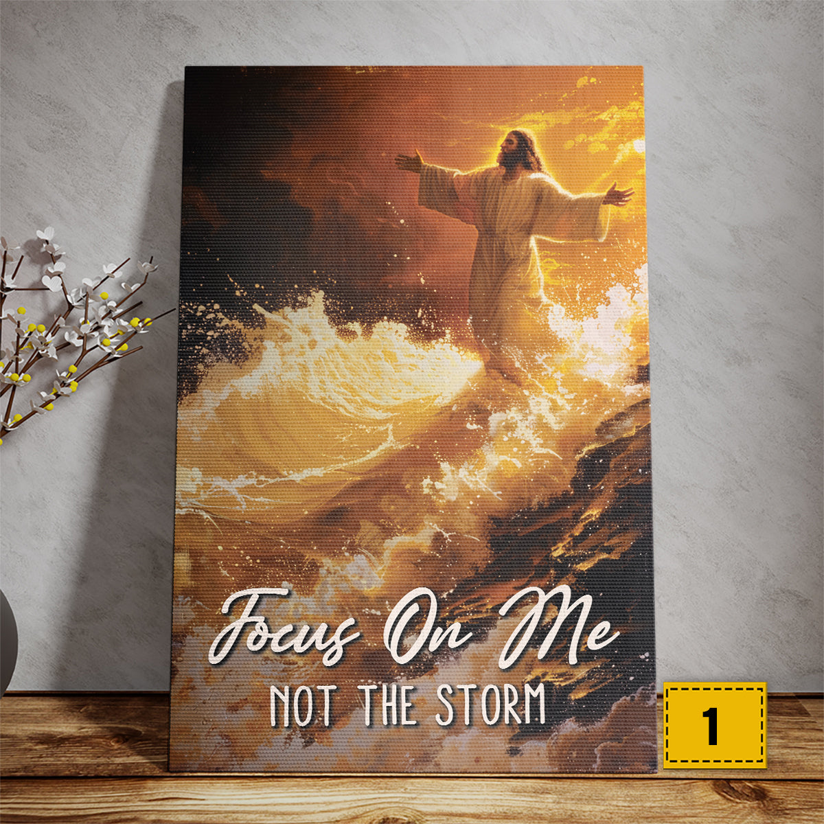 Teesdily | Jesus Poster, Focus On Me Not The Storm, God Art Painting Print, Religious Gifts, Gift For Jesus Lovers, Religious Poster Canvas