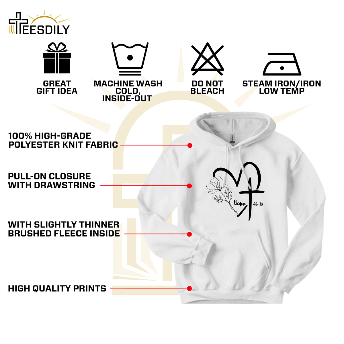 Teesdily | Jesus Shirt God Cross Flower Love Psalm, Faith Hope Love, Heart Cross God , Unisex Tshirt Hoodie Sweatshirt Mug, Religious Gift