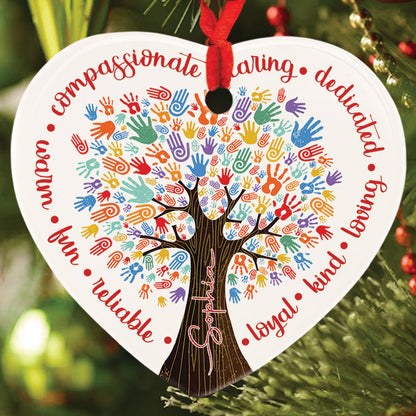 Teesdily | Christmas Social Worker Ceramic Ornament, Social Work Compassionate Gift Xmas Ornament, Christmas Ornament Gift