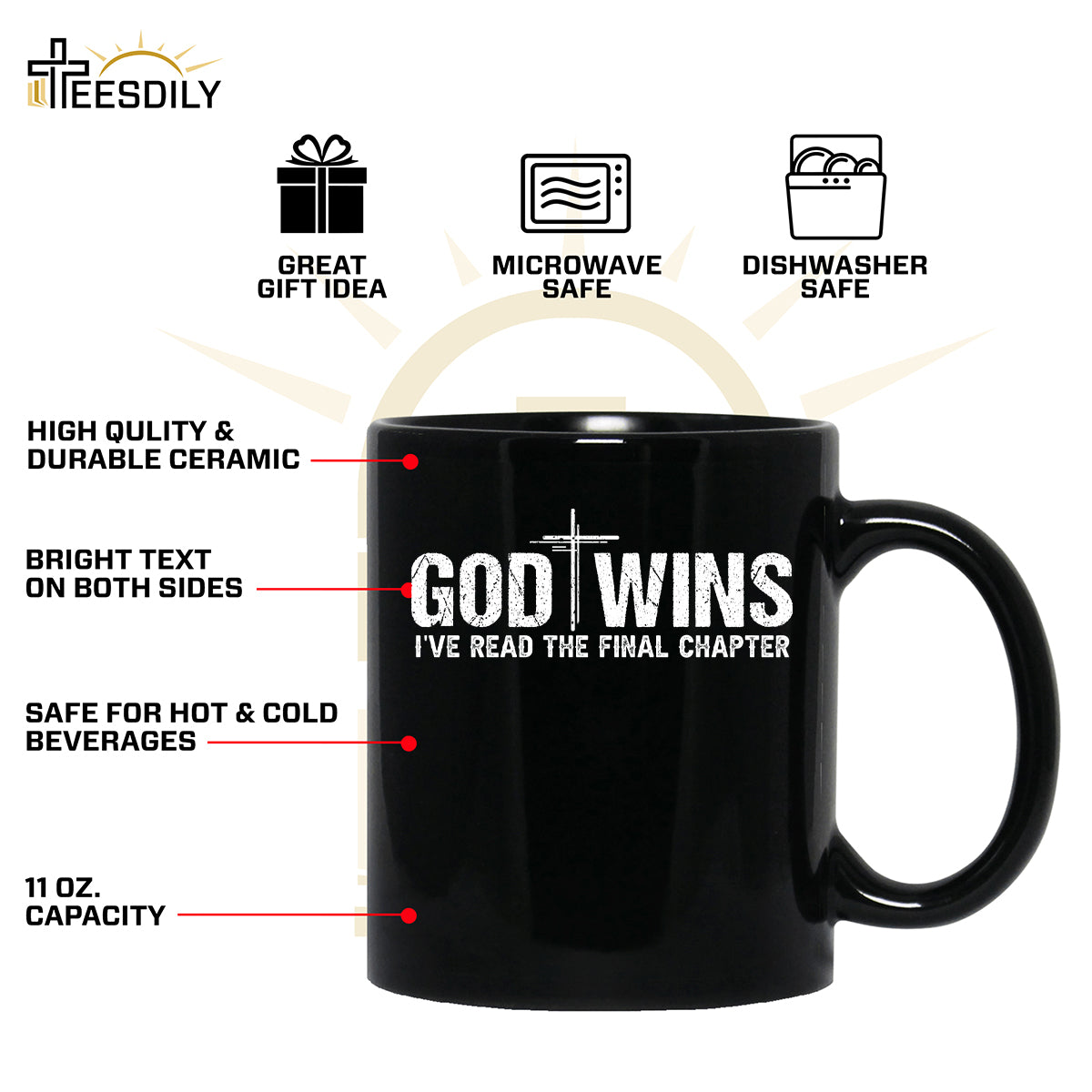 Teesdily | Jesus Cross Shirt, God Wins I've Read The Final Chapter Tee Sweatshirt Hoodie Mug, God Faith Believer Gifts, Jesus Lovers Tee