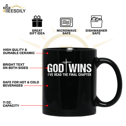 Teesdily | Jesus Cross Shirt, God Wins I've Read The Final Chapter Tee Sweatshirt Hoodie Mug, God Faith Believer Gifts, Jesus Lovers Tee