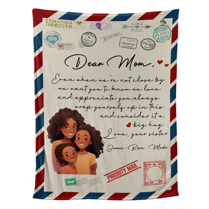 Teesdily | Personalized Dear Mom Cozy Blanket From Daughter Letter For Mom Retro Fleece Blanket Wrap Yourself Up In This And Consider It A Big Hug