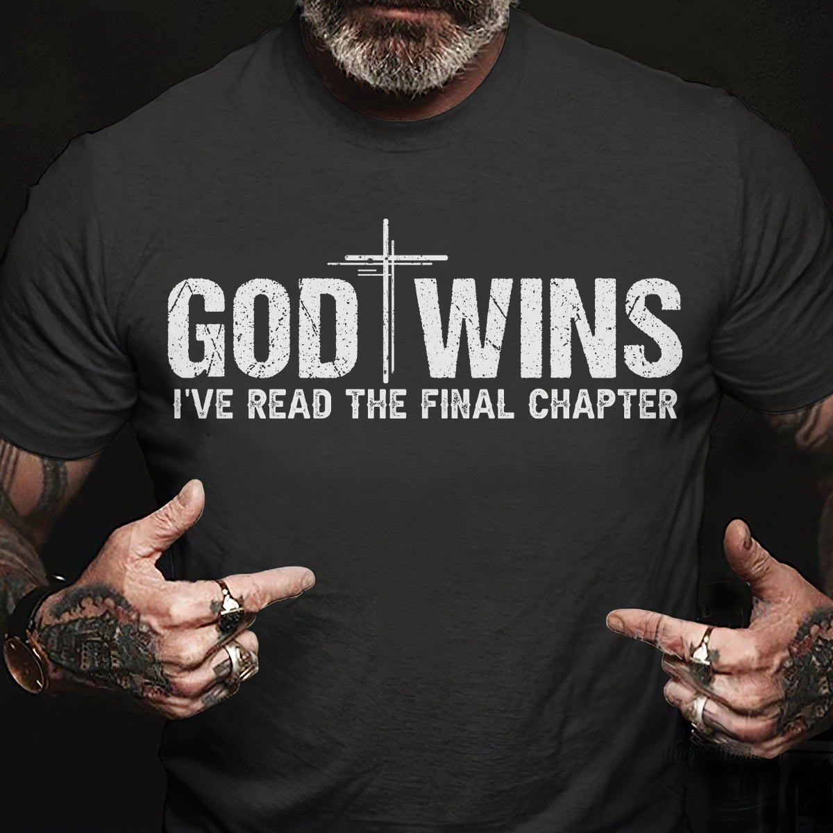 Teesdily | Jesus Cross Shirt, God Wins I've Read The Final Chapter Tee Sweatshirt Hoodie Mug, God Faith Believer Gifts, Jesus Lovers Tee