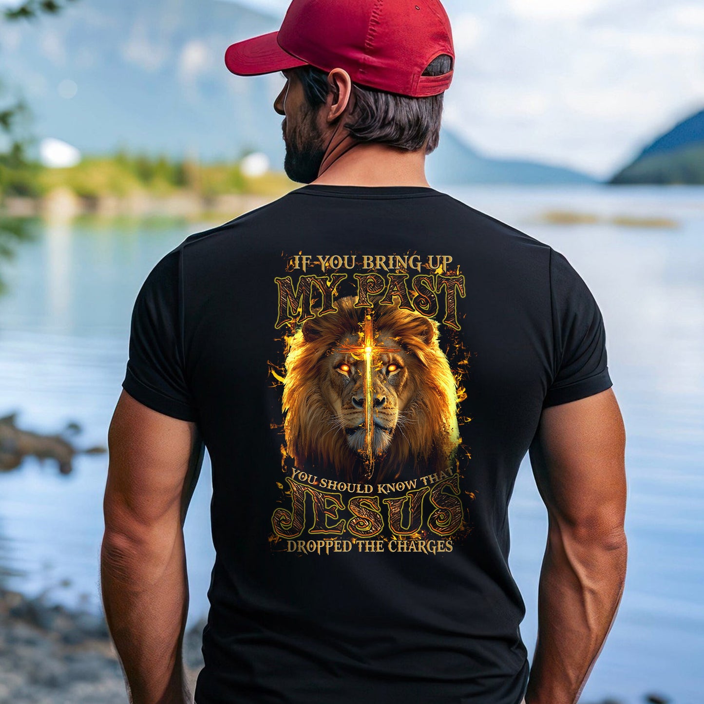 Teesdily | Jesus Christ Lion Cross Shirt, Jesus Dropped The Charges Lion Sweatshirt, Faith Religious Hoodie Mug, Jesus Lover Gift