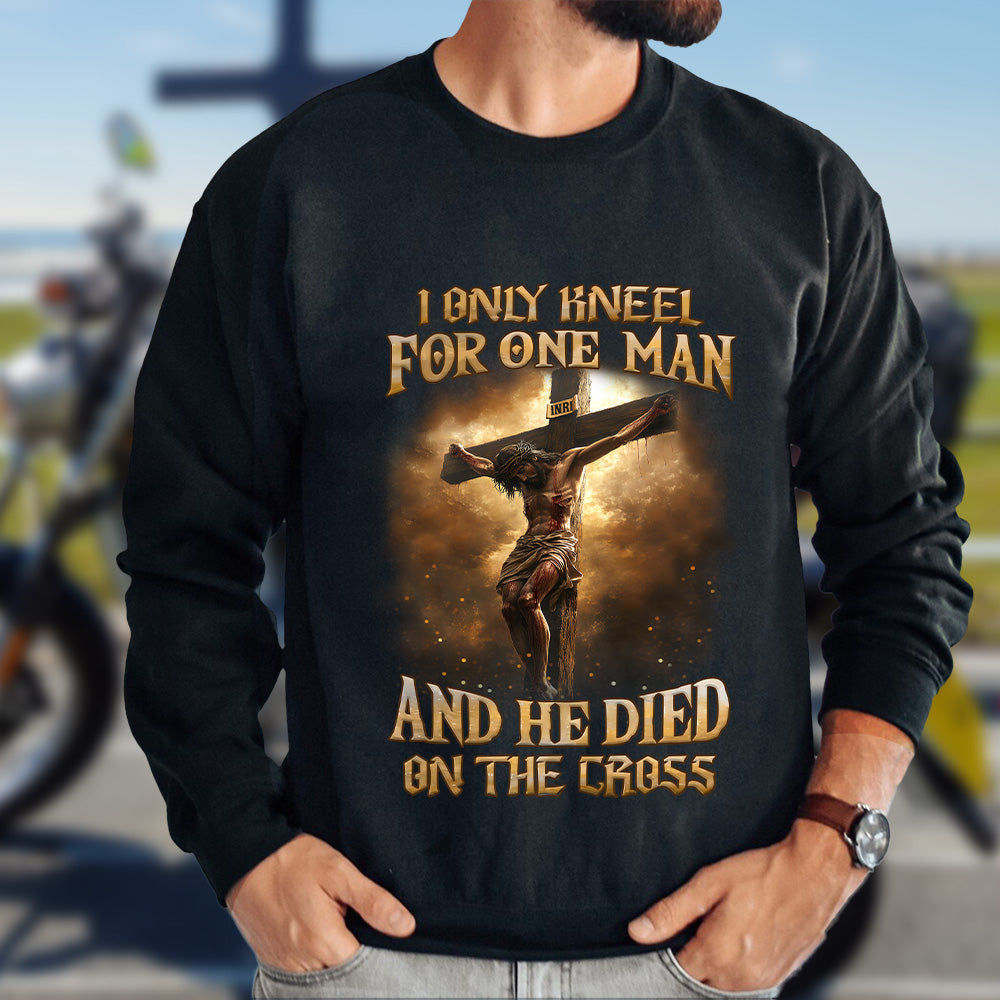 Teesdily | Jesus Crucifix Shirt, I Only Kneel For One Man And He Died On The Cross Sweatshirt Hoodie Mug, Christian Lover Gifts