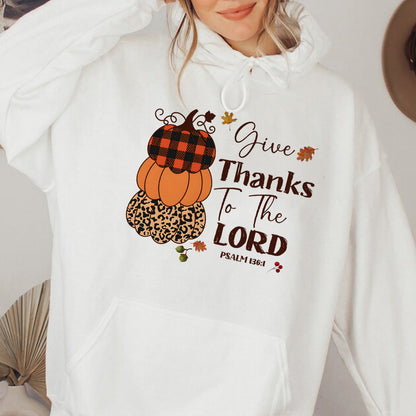 Teesdily | Give Thanks To The Lord Shirt, Fall Pumpkin Stack Tee Sweatshirt Hoodies, Leopard Pumpkin Mug, Fall Shirts For Women Faith, Halloween Gift