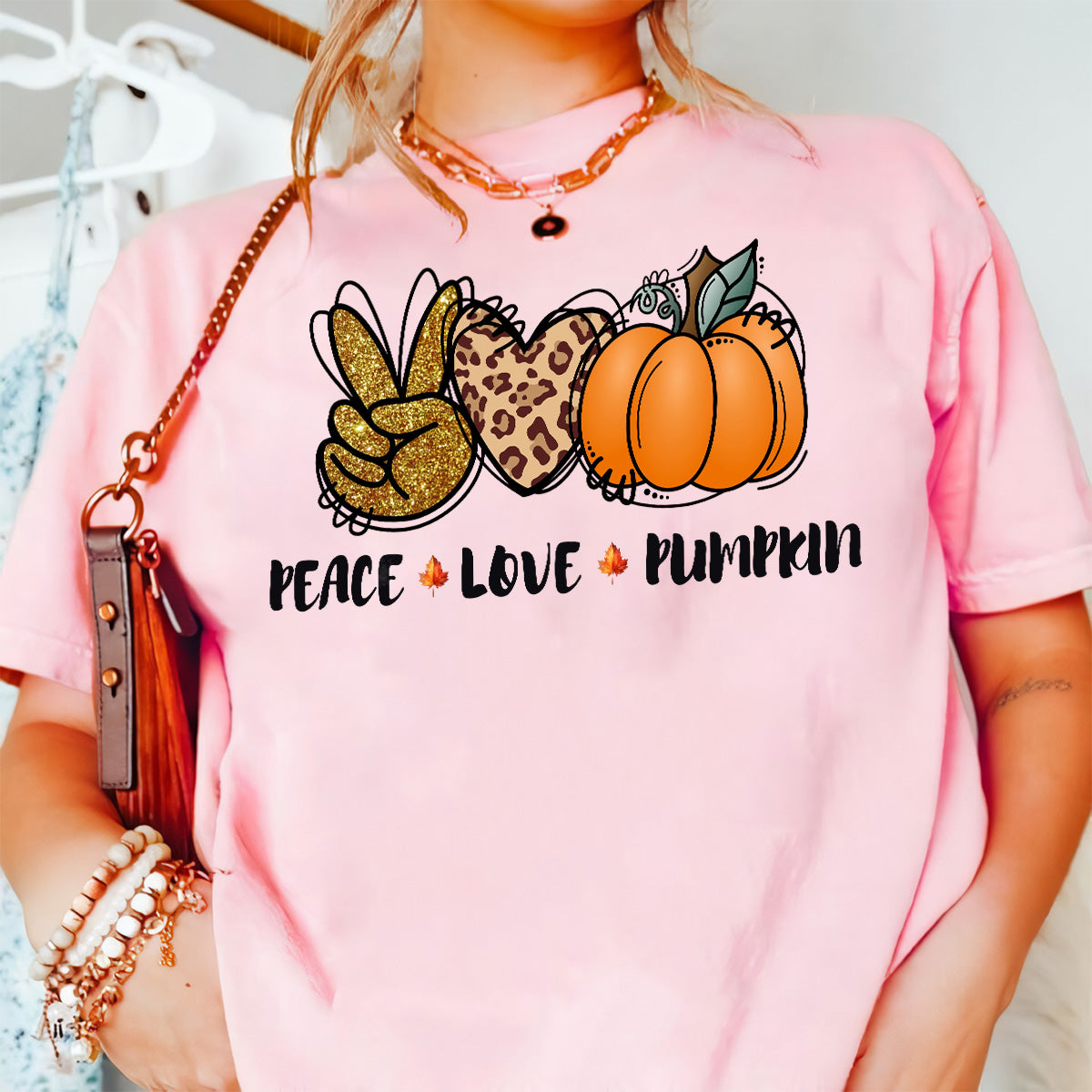 Teesdily | Peace Love Fall Pumpkin Shirt, Happy Holiday Tee Sweatshirt Hoodies, Fall Vibes Mug, Fall Shirts For Women Faith