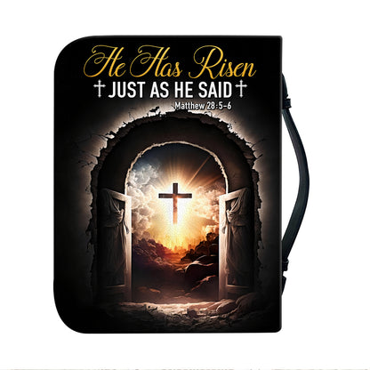 Teesdily | Jesus Christ Personalized Bible Bag He Has Risen Just As He Said Bible Case For Men Easter Day Religious Gift Ideas