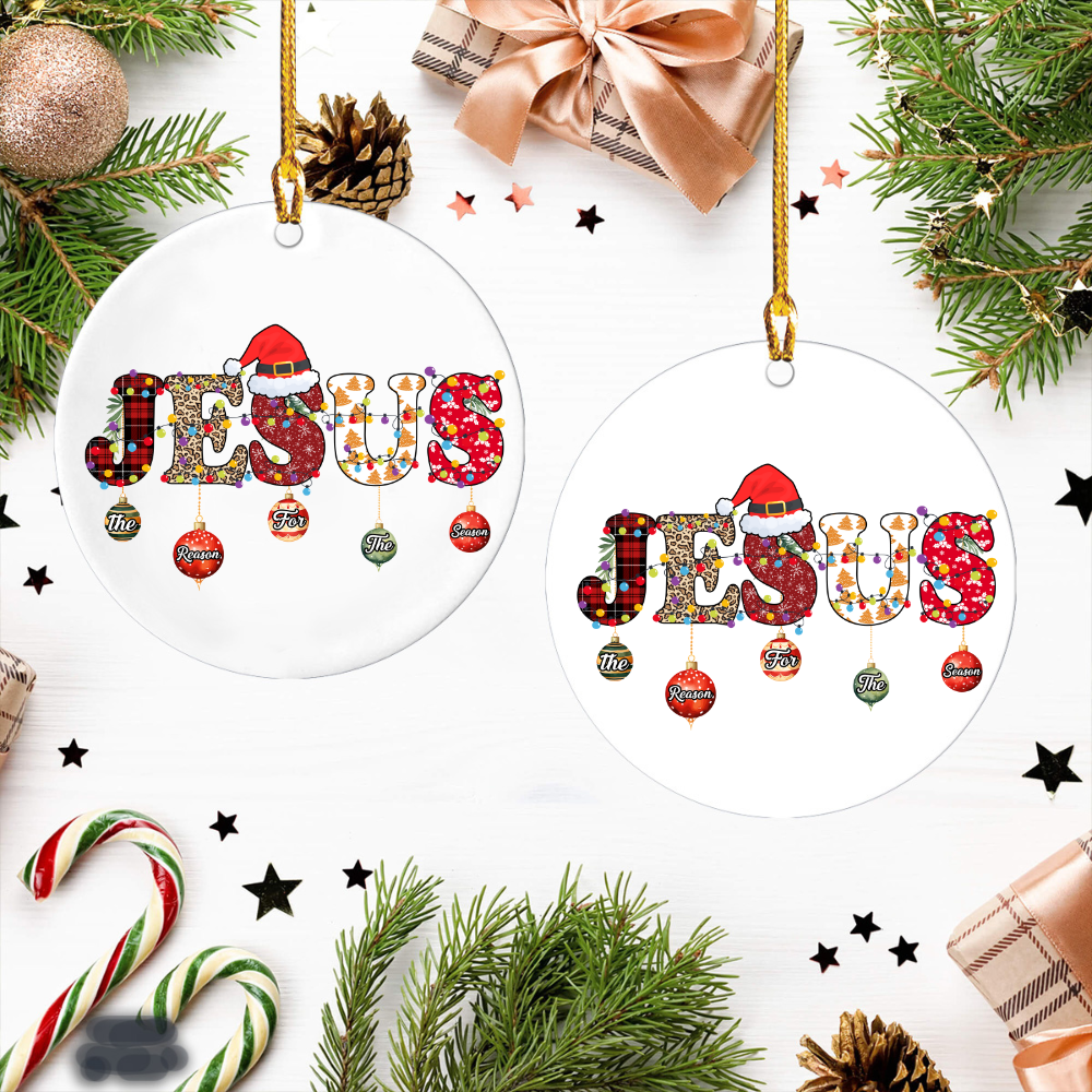 Teesdily | Jesus The Reason For The Season Ornament Christmas, Jesus Christ Faith Religious Ornament Christmas Gifts