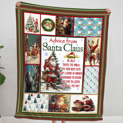 Teesdily | Santa Claus Christmas Blanket Throw, Advice From Santa Blanket, Christmas Noel Quilt Blanket, Home Decor Christmas Gift