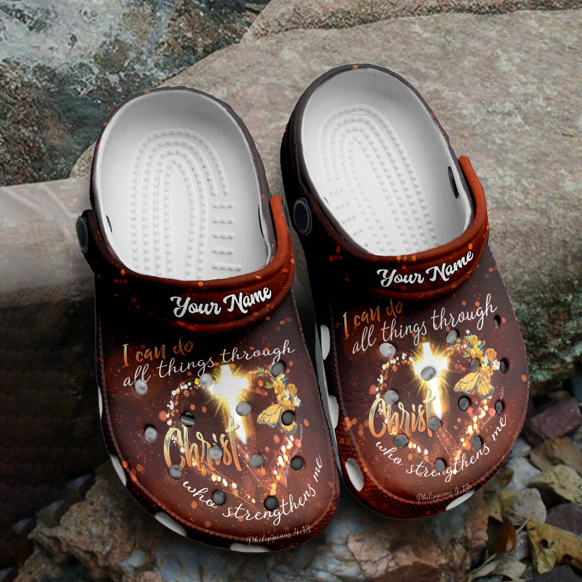 Teesdily | I Can Do All Things Through Christ Who Strengthens Me Customized Clogs Shoes, Catholic Christian Gifts, God Faith Believers, Kid & Adult Unisex Clogs Shoes Eva