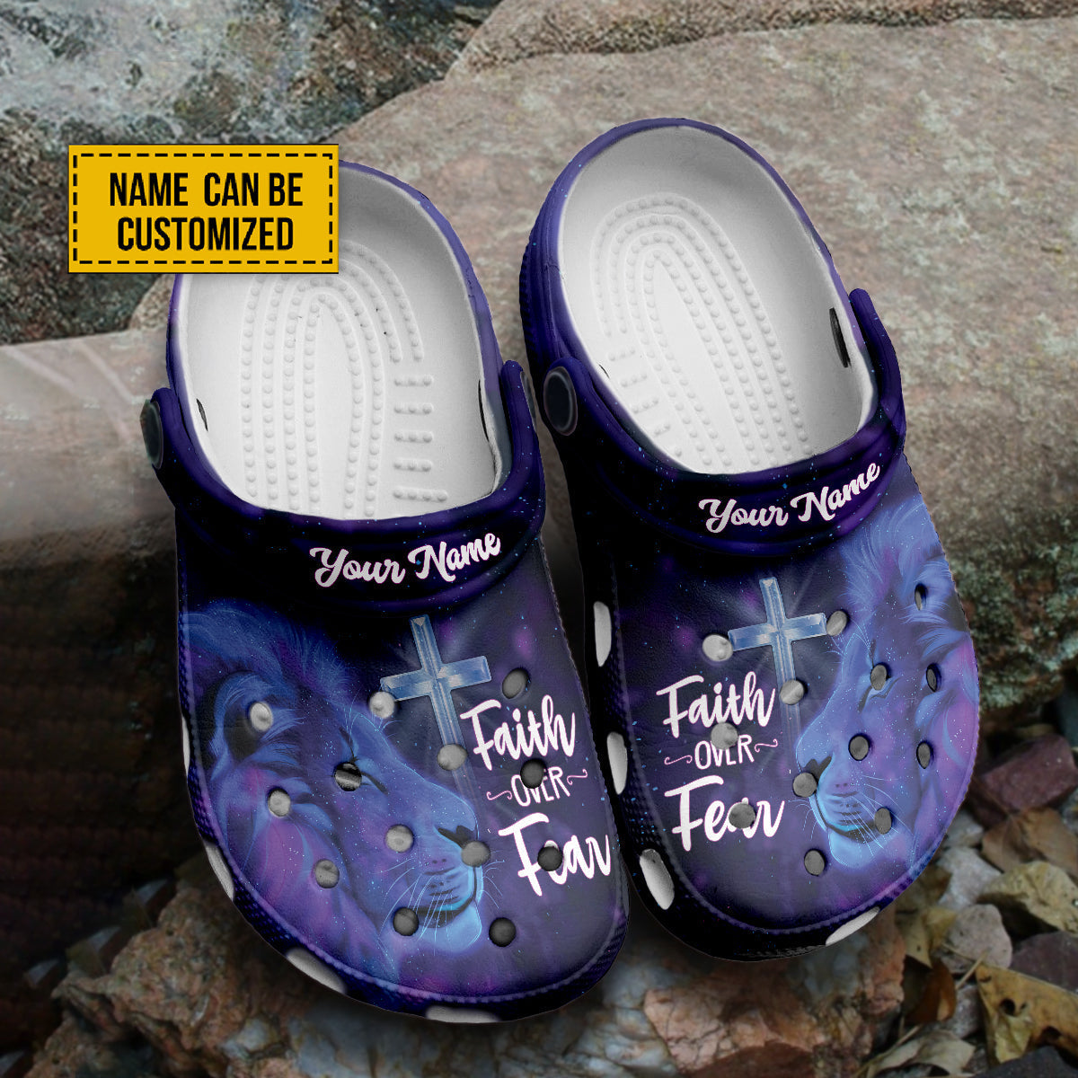 Teesdily | Faith Over Fear Customized Clog Shoes, Gift For Jesus Lovers, God Faith Believers, Christian Kid & Adult Eva Clogs