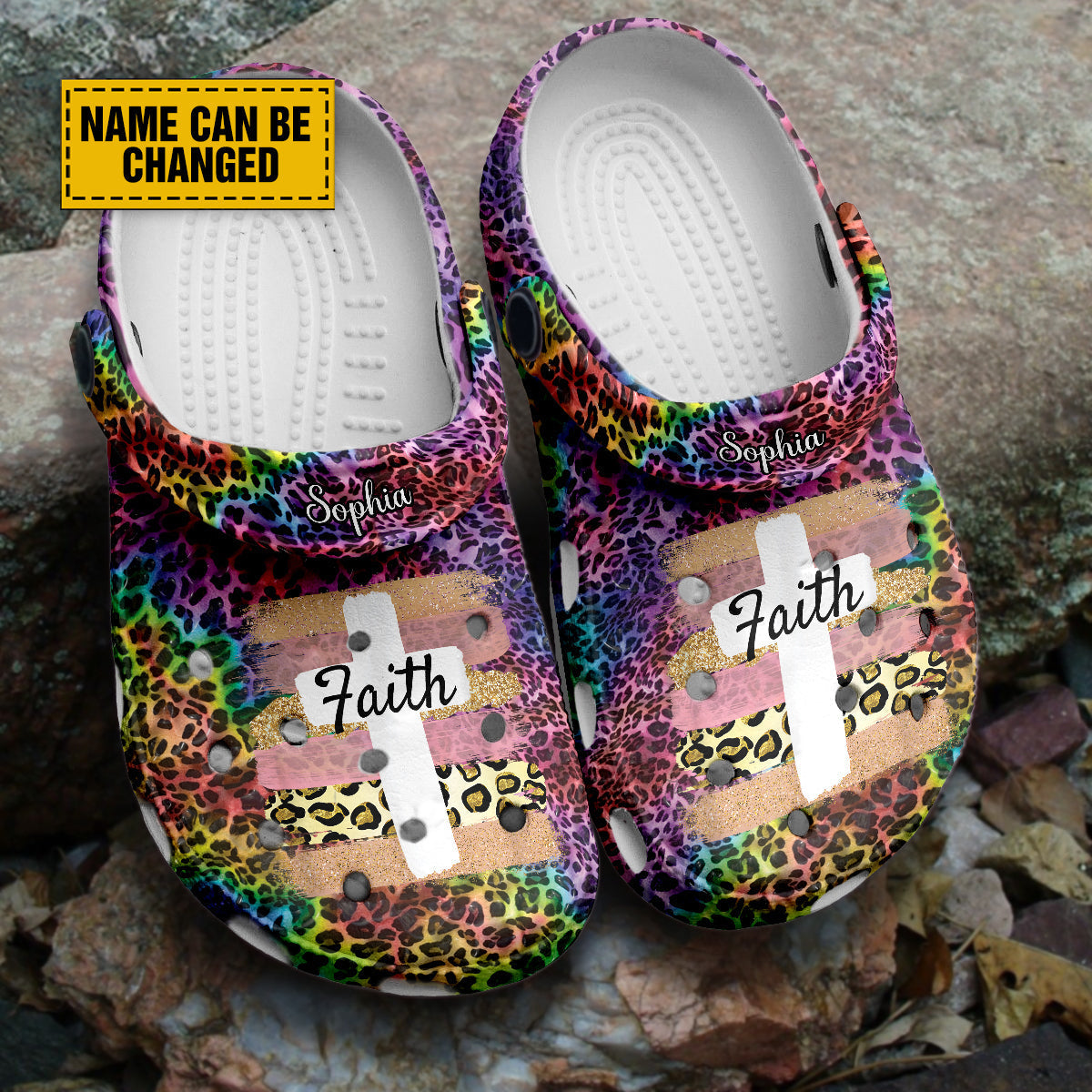 Teesdily | Faith Customized Clog Shoes, Leopard Skin Clog Shoes, Gift For Jesus Lovers, God Faith Believers, Christian Kid & Adult Eva Clogs