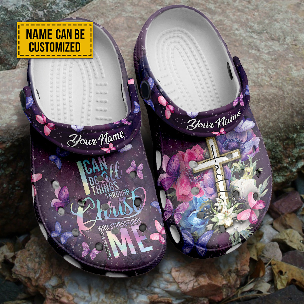 Teesdily | I Can Do All Things Through Christ Who Strengthens Me Customized Clogs Shoes, God Faith Believers, Christian Gifts, Kid & Adult Unisex Clogs Shoes Eva