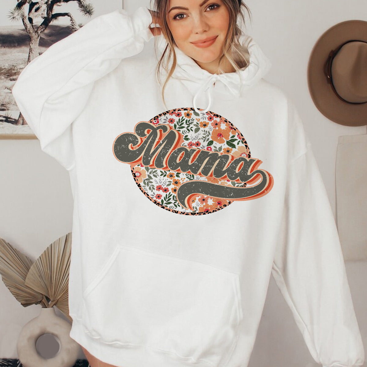 Teesdily | Mama Retro Style Shirt, Mom Floral Shirt Top, Mothers Day Gifts, Vintage Streetwear Apparel Unisex Tshirt Hoodie Sweatshirt Mug