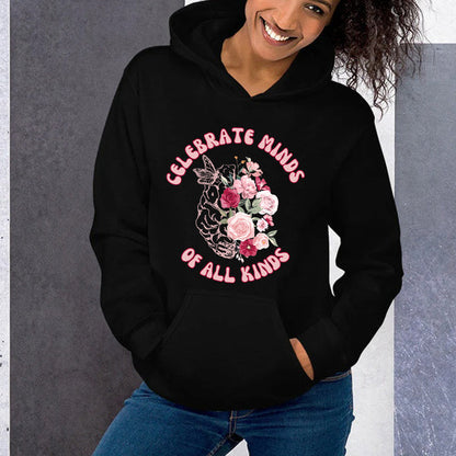 Teesdily | Autism Awareness Floral Shirt, Celebrate Minds Of All Kinds Tee, Neurodiversity Autism Shirt, Autistic Gifts Tshirt Hoodie Sweatshirt Mug