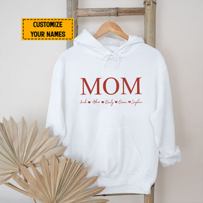 Teesdily | Mom Customized Kid Name Shirt, Mom Minimalist Style Hoodie Sweatshirt Mug, Mothers Day Gift From Son Daughter, Personalized Gifts