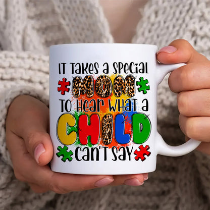 Teesdily | Autism Mom Leopard Shirt, A Mother's Special Love It Takes A Special Mom Hoodie Sweatshirt Mug, Mothers Day Gifts, Autism Support Gifts