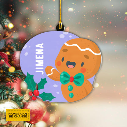 Teesdily | Customized Christmas Cookie Hanging Ornament Merry Christmas Car Pendant Hanging Custom Name Ornament Two Sided Baby First Christmas Gifts