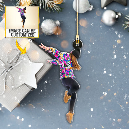 Teesdily | Customized Cool Dancing Post Christmas Hanging Ornament Passion Dancer Christmas Dancing Lover Gifts Personalized Photo Ornaments 2 Sided