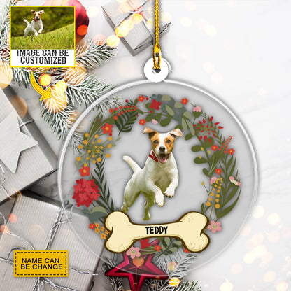 Teesdily | Personalized Dog Photo Car Pendant Hanging Dog Pet Christmas Ornament Christmas Gift For Dog Pet Owner Pet Lover Car Hanging Decor