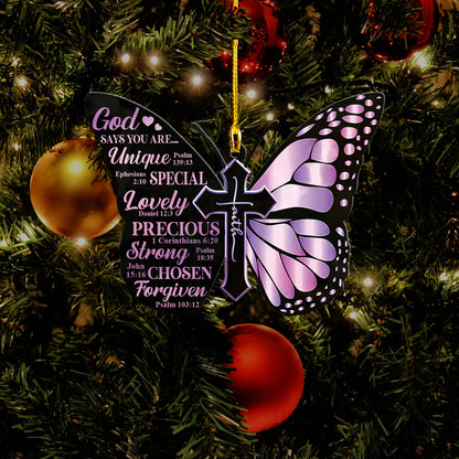 Teesdily | Jesus Butterfly Acrylic Ornament, God Says You Are Rear View Mirror Hanging, Jesus Butterfly Rear View Mirror Charm, Faith Believer Gifts