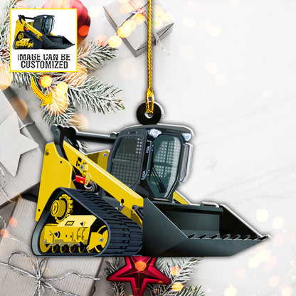 Teesdily | Customized Name Excavator Christmas Car Pendant Hanging For Excavator Drivers Home Decor Xmas Keepsake Daddy Gifts