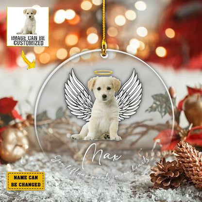 Teesdily | Dog'S Memorial Custom Photo Ornament, Personalized Pet Memorial Photo Car Pendant Hanging, Pet Loss Gifts, Angel Dog With Wing Car Charms