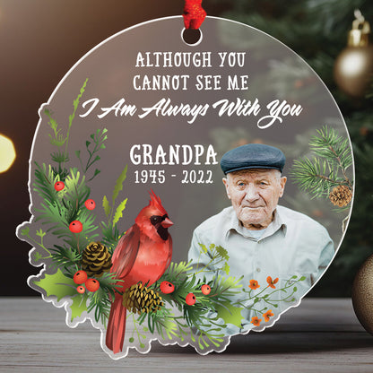 Teesdily | Personalized Memorial Ornament, Cardinal Pine Wreath Christmas Ornament, I Am Always With You Acrylic Ornament, Bereavement Xmas Keepsake