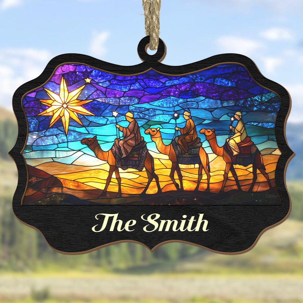 Teesdily | Customized Jesus Nativity 3 Wise Men Christmas Ornament, Holy Night Suncatcher, Jesus Lover Gift, Christmas Ornament