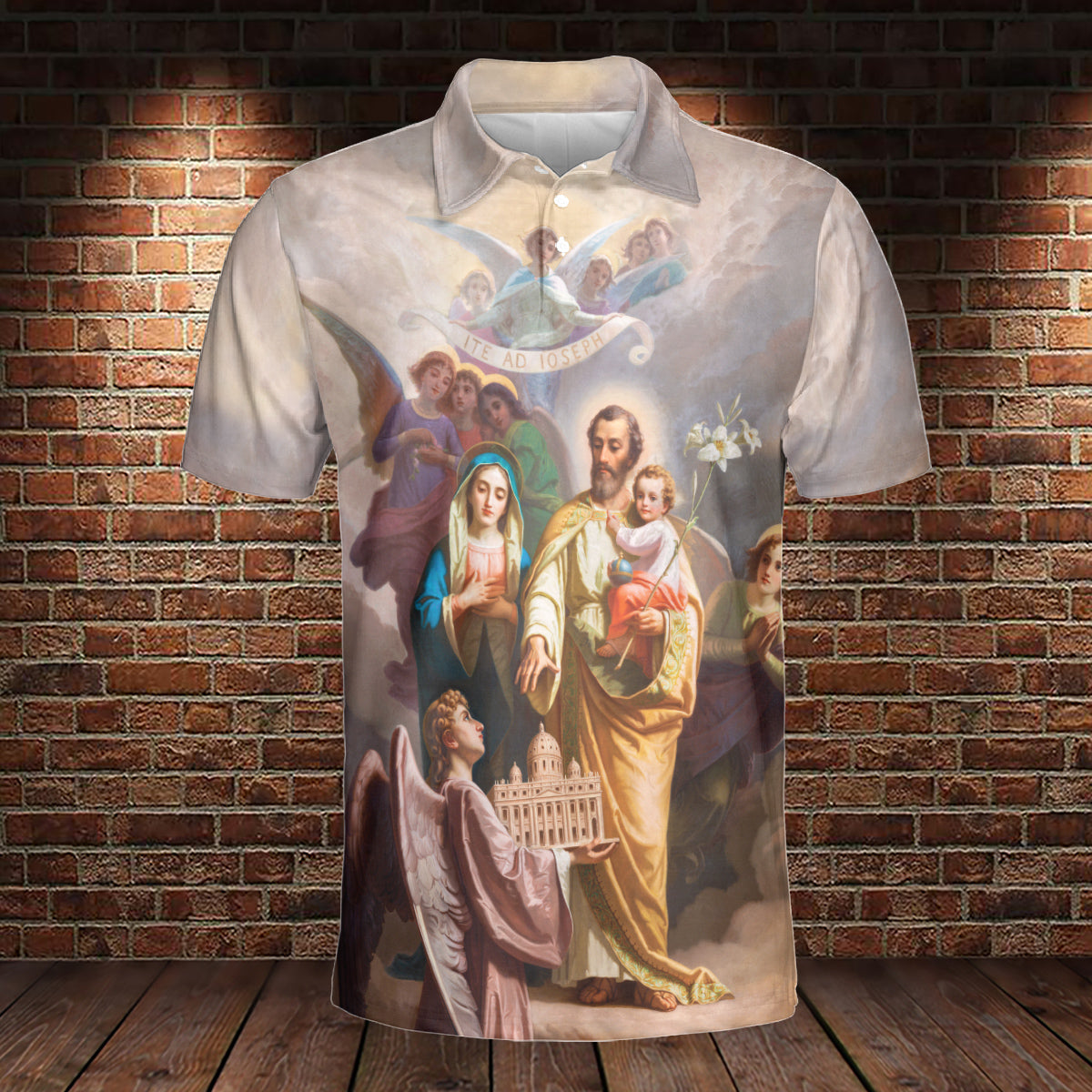 Teesdily | Holy Family Joseph Mary Jesus Graphic 3D Tshirt God Chooses Ordinary Men For Fatherhood All Over Print Tee Religious Gifts