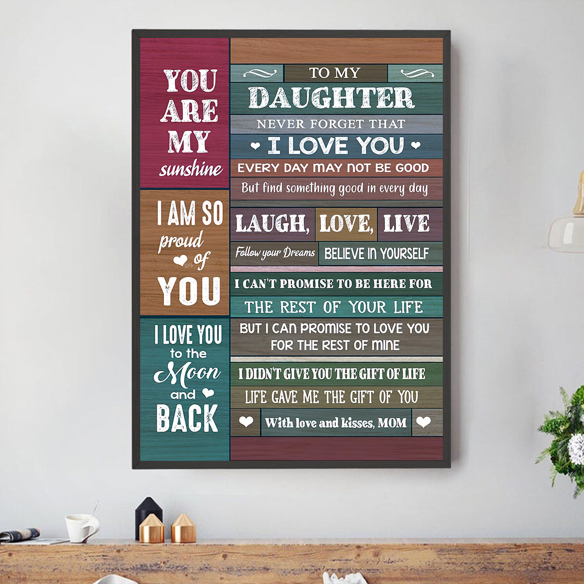 Teesdily | To My Daughter Vintage Poster Canvas, Never Forget That I Love You Wall Art, Daughter Birthday Gift From Mom, Daughter's Room Decoration