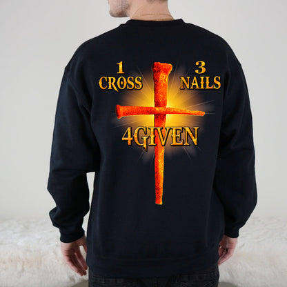 Teesdily | Jesus Christ Cross Unisex Tshirt Backside, Jesus 1 Cross 3 Nails 4 Given Hoodie Sweatshirt, Christian Mug, Religious Gift Idea