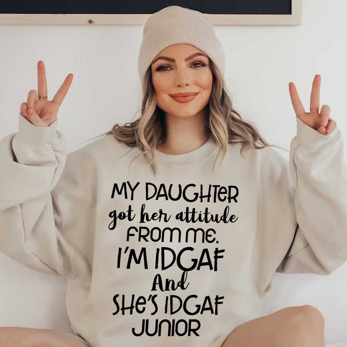 Teesdily | Mom Funny Mothers Day Shirt, I'm Idgaf And She's Idgaf Junior Quote Shirt, Gift From Daughter For Mommy Unisex Tshirt Hoodie Sweatshirt Size S-5Xl / Mug 11-15Oz
