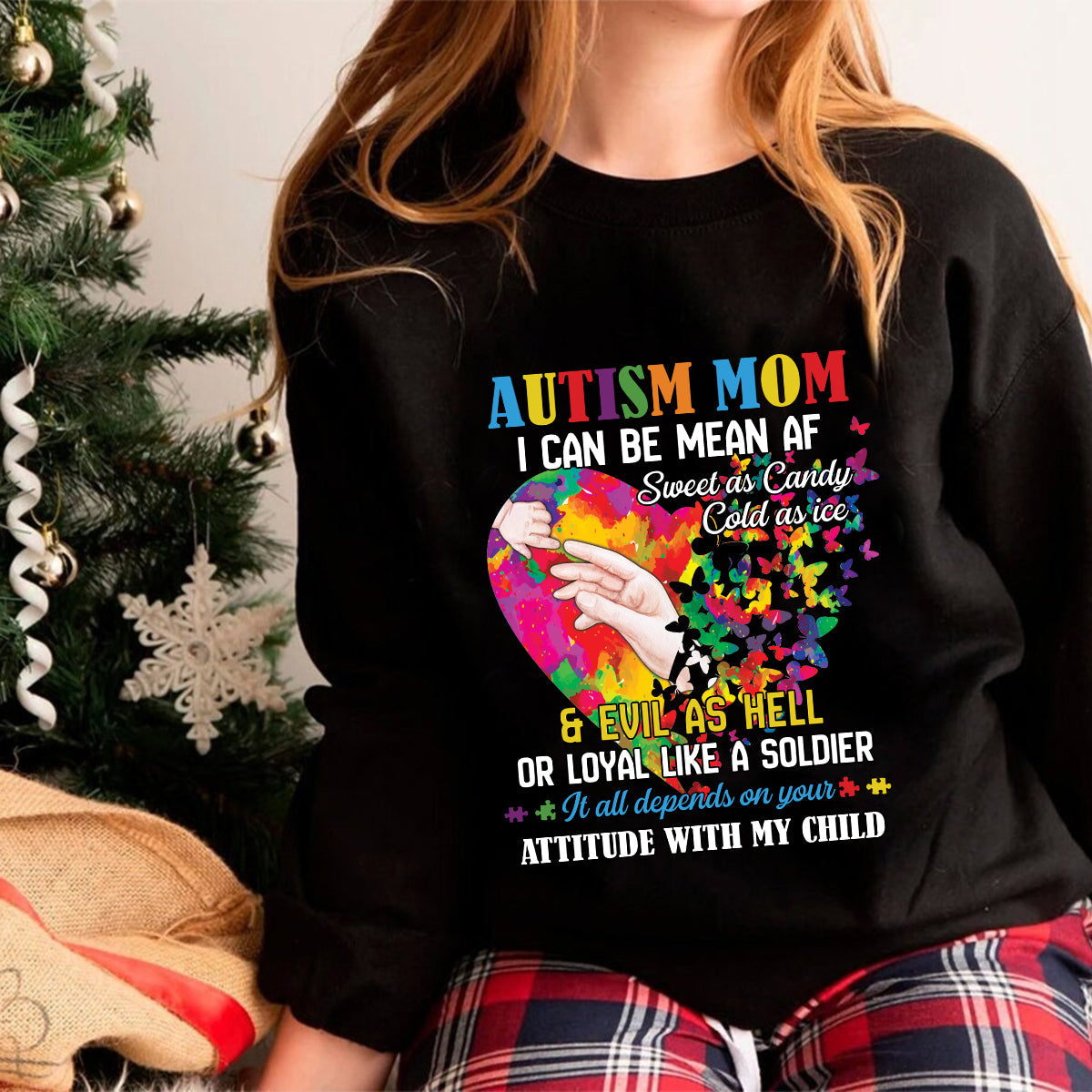 Teesdily | Autism Awareness Shirt, Autism Mom Hoodie Sweatshirt Mug, It All Depends On Your Attitude With My Child, Autism Mom Pride, Autistic Gifts