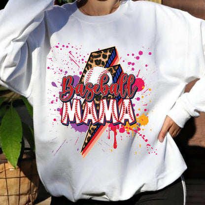 Teesdily | Baseball Mama Lightning Shirt, Mother's Day Softball Mom Shirt, Leopard Mama Tops, Sport Mom Gifts Unisex Tshirt Hoodie Sweatshirt Mug