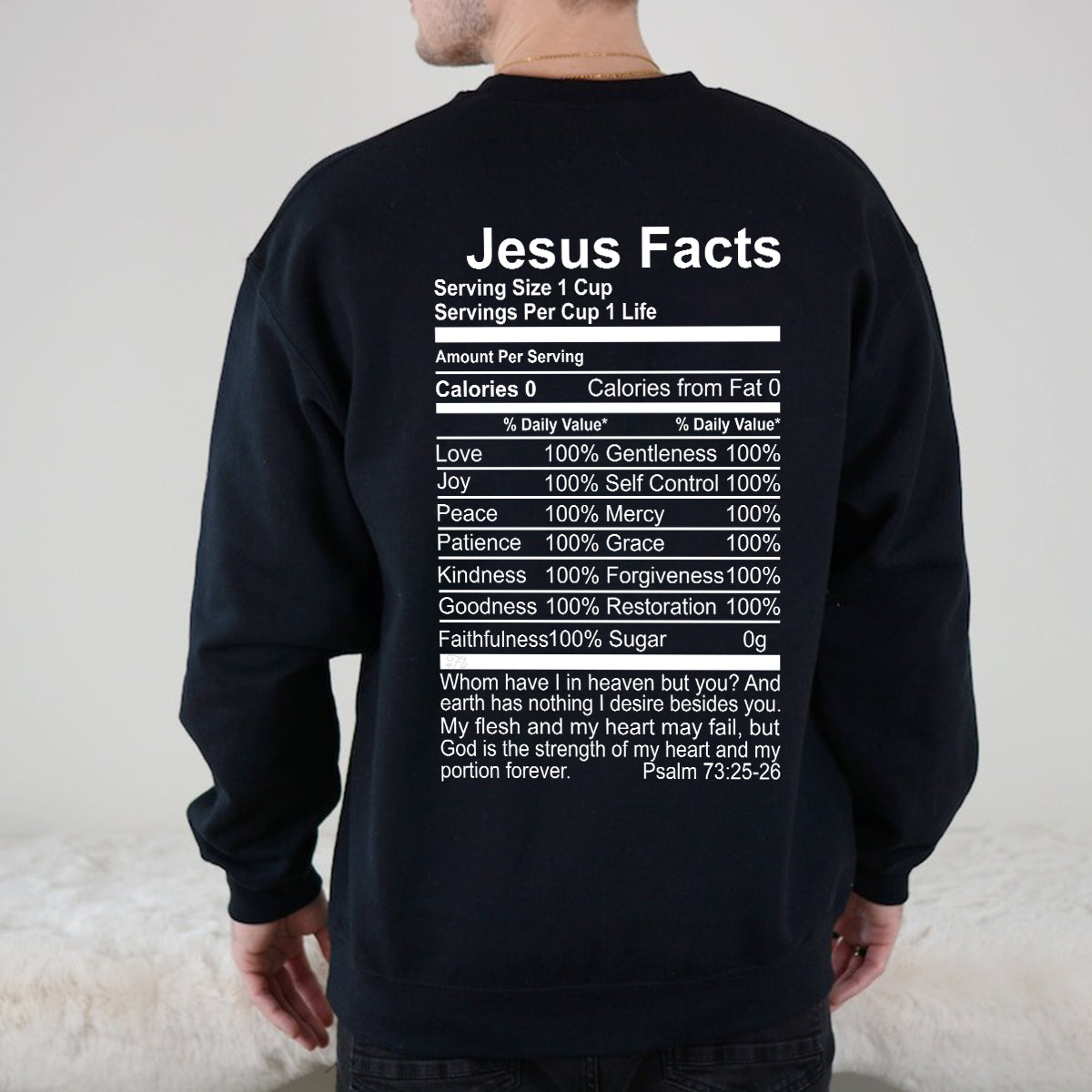 Teesdily | Jesus Facts Backside Casual Shirt God Is The Strength Of My Heart Sweatshirt Hoodie Mug Christian Religious Gifts