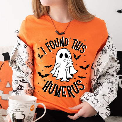 Teesdily | Boo Spooky Halloween Shirt,  I Found This Humerus Boo Trick Or Treat Tee Sweatshirt Hoodie Halloween Gift, Halloween Costume, Humor Shirt