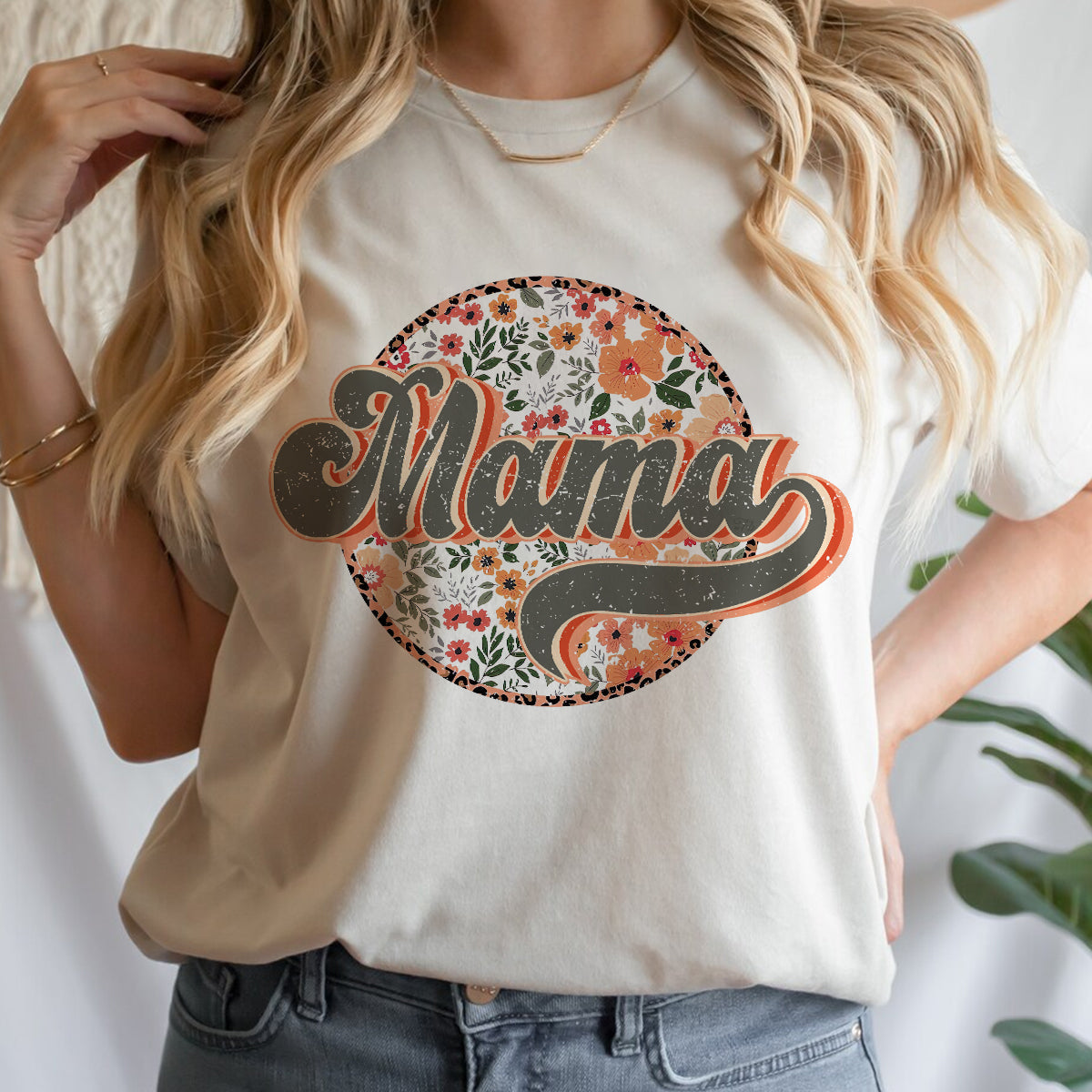 Teesdily | Mama Retro Style Shirt, Mom Floral Shirt Top, Mothers Day Gifts, Vintage Streetwear Apparel Unisex Tshirt Hoodie Sweatshirt Mug