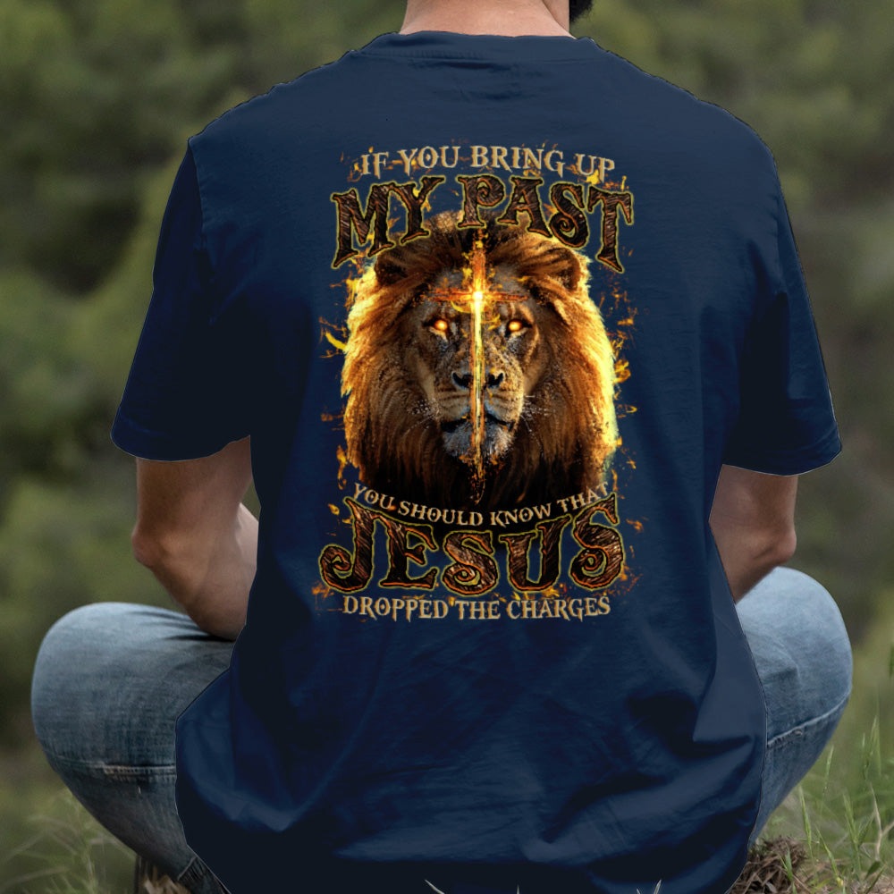 Teesdily | Jesus Christ Lion Cross Shirt, Jesus Dropped The Charges Lion Sweatshirt, Faith Religious Hoodie Mug, Jesus Lover Gift