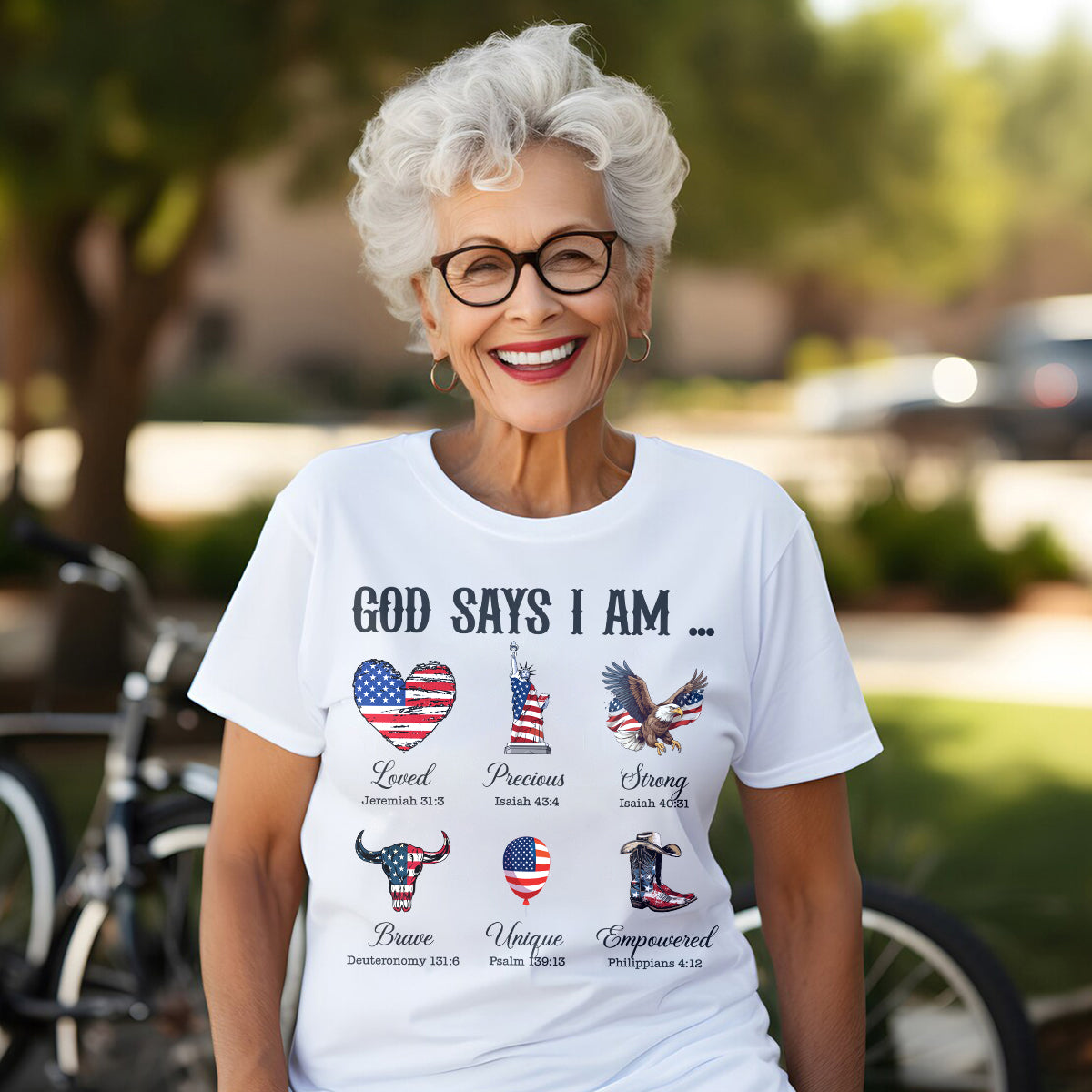 Teesdily | God Says I Am Shirt, American Flag Cowboy Sweatshirt, Eagle Heart Statue of Liberty Mug, Jesus Christ Mug Gifts