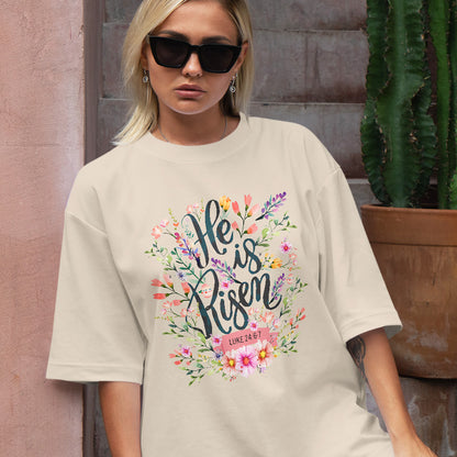 Teesdily | He Is Risen Easter Shirt, Floral Easter Tshirt, Jesus Easter Sweatshirt, Easter Hoodie Mug For Women Gift