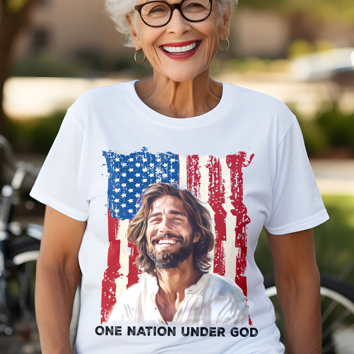 Teesdily | Jesus American Flag Shirt, One Nation Under God Sweatshirt, Christ God Hoodie, Jesus Mug Cup, Happy Independence Day, Gift For Jesus Lover