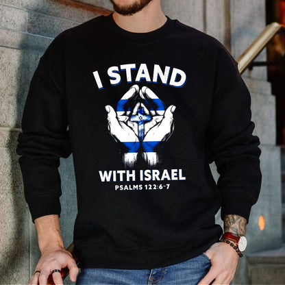 Teesdily | I Stand With Israel Back Design Tshirt, Jesus Hoodie Sweatshirt Mug, Israel Flag Shirt, Israel Support Gifts