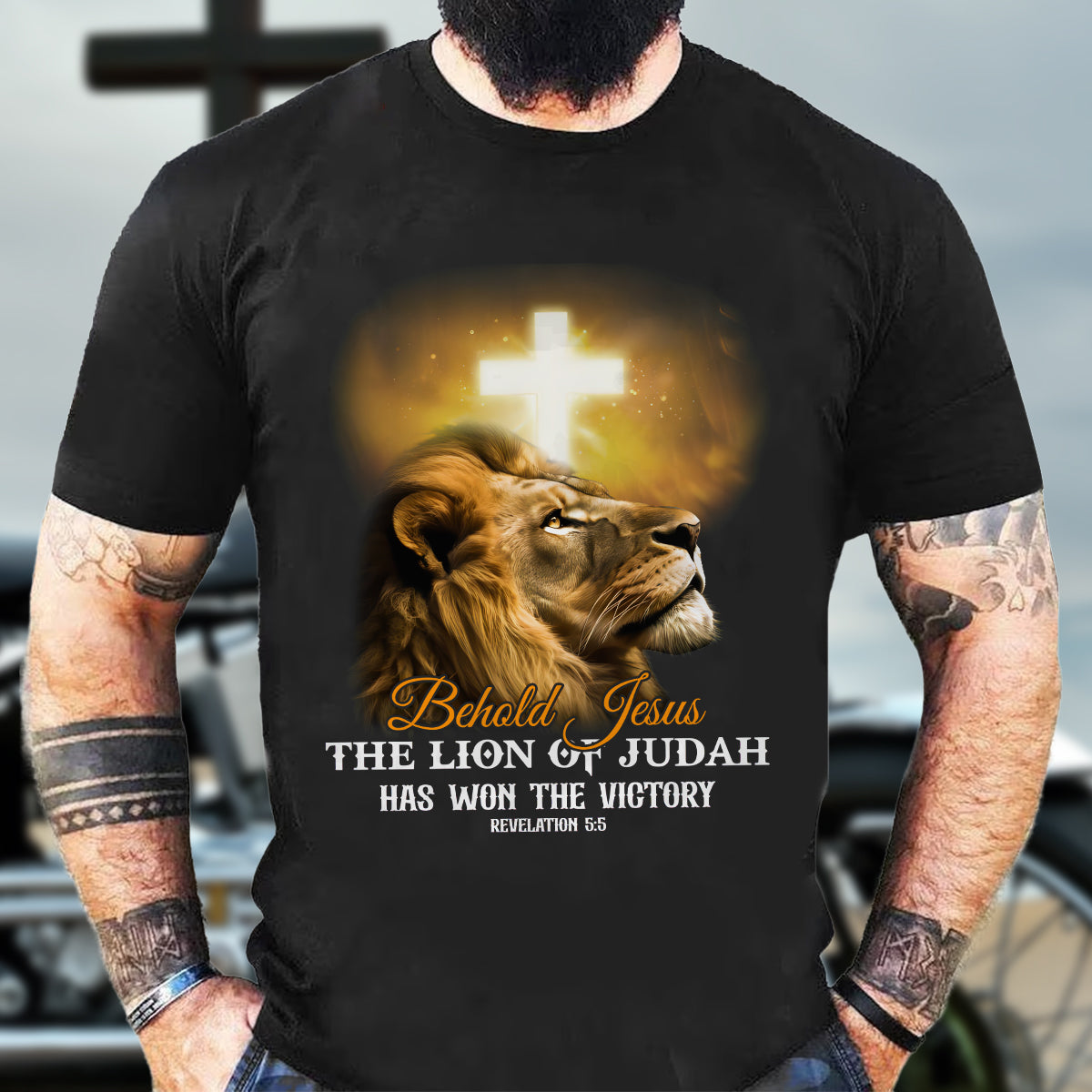 Teesdily | The Lion Of Judah Jesus Shirt, Behold Jesus The Lion Of Judah Has Won Victory, Lion Of Judah Hoodie Sweatshirt, Behold Mug